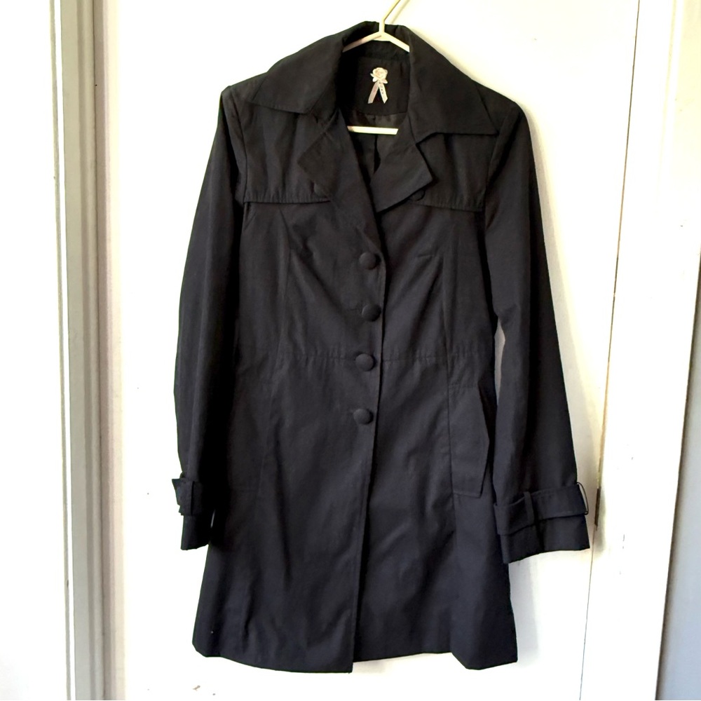 EUC Roxy Black spring fall Trench Coat, S
